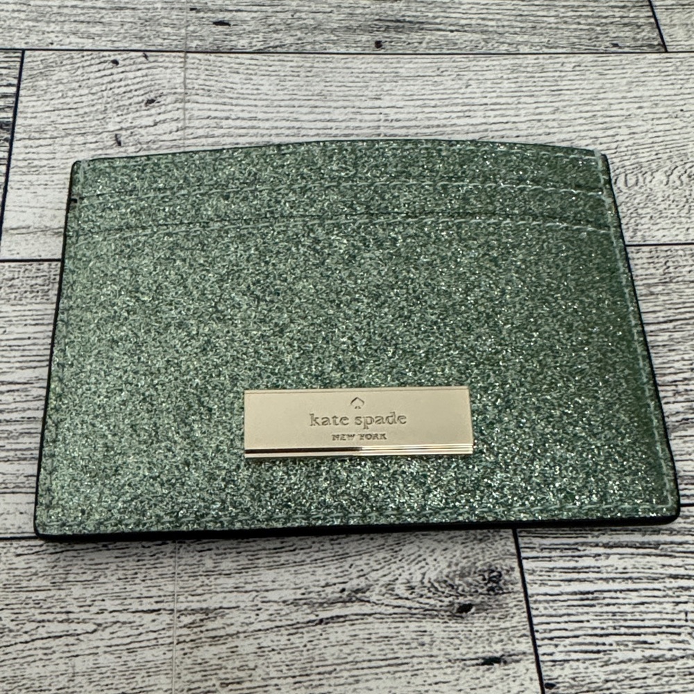 Kate Spade Kenzie Seawater Glitter Card Holder NWT In Box - Picture 3 of 9
